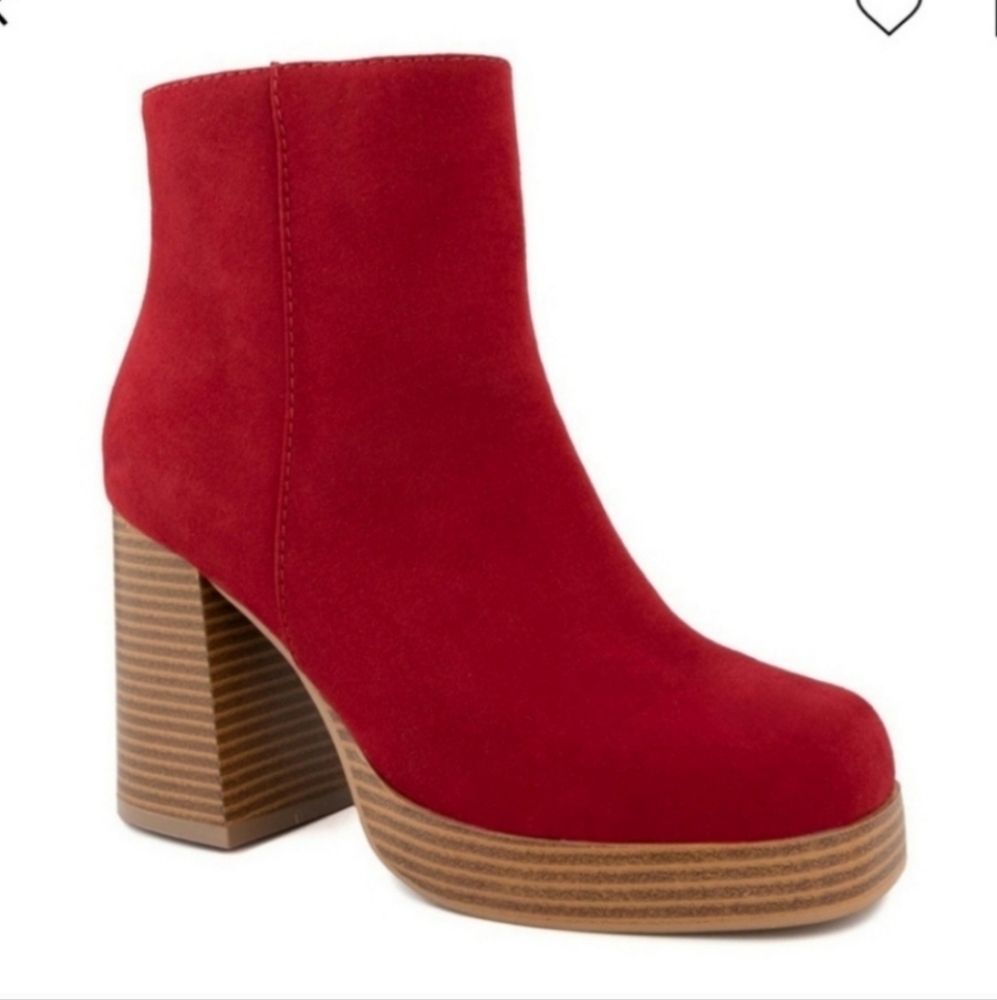 SUGAR WOMEN'S WARRANT PLATFORM RED DRESS BOOTIES SIZE 7.5 NIB